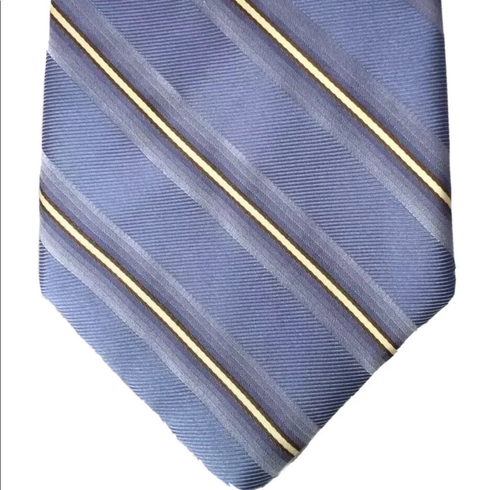 2/$20 Claiborne Men Neck Tie Blue Diagonal White Handmade 100% Silk